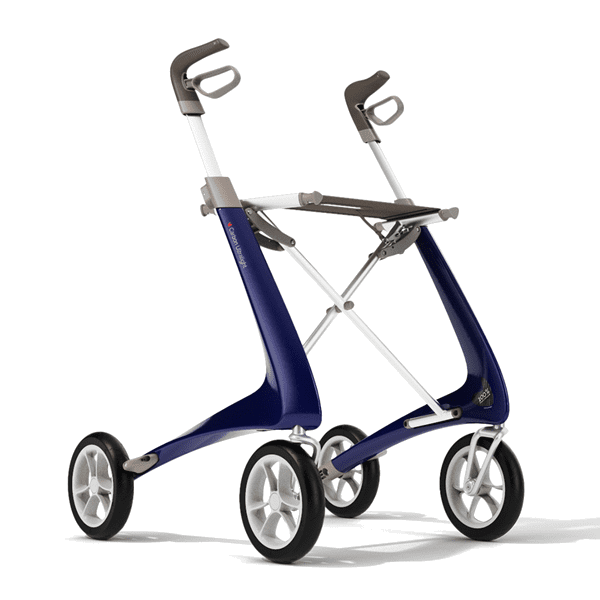 Carbon Ultralight Rollator - Bred (sæddebredde 47 cm) - Blå - 62 cm.