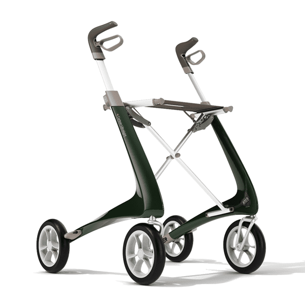 Carbon Ultralight Rollator - Bred (sæddebredde 47 cm) - Grøn - 62 cm.