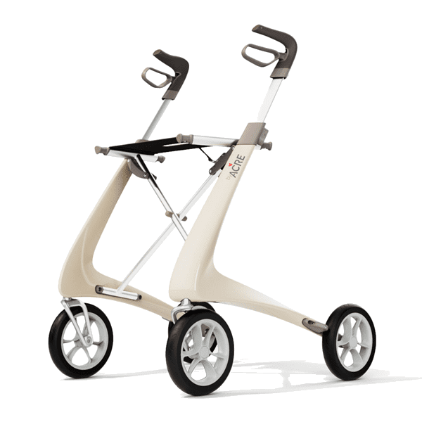 Carbon Ultralight Rollator - Bred (sæddebredde 47 cm) - Hvid - 62 cm.