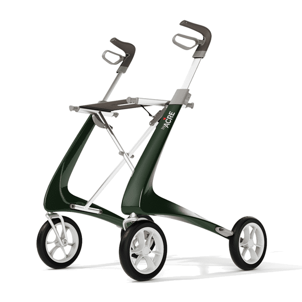 Carbon Ultralight Rollator - Normal (sædebredde 42 cm) - Grøn - 62 cm.