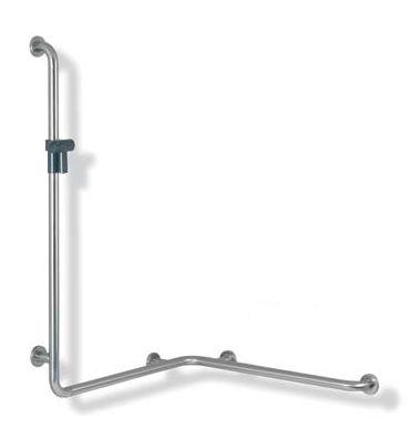 HEWI Range 805 Classic. L-formet brusehåndliste til hjørne i rustfrit stål.