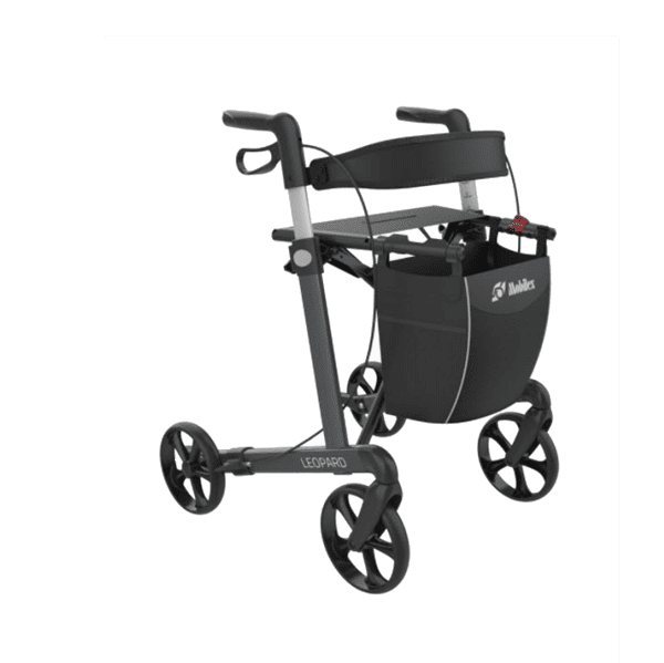 Rollator Leopard med Softhjul - Grå - Sædeøhøjde 55 cm.