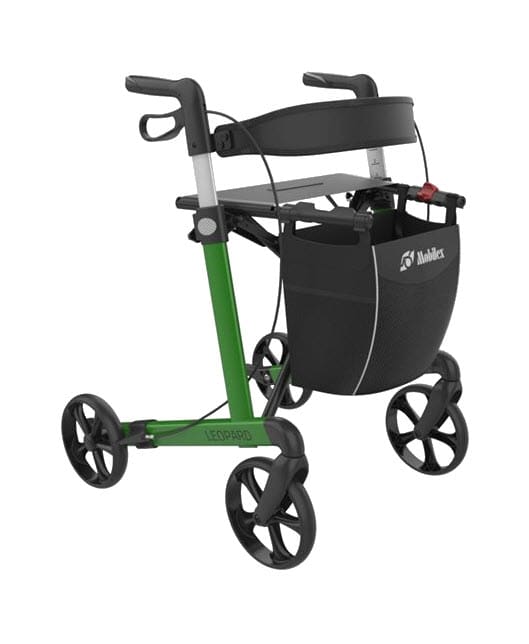 Rollator Leopard med Softhjul - Grøn - Sædehøjde 62 cm.