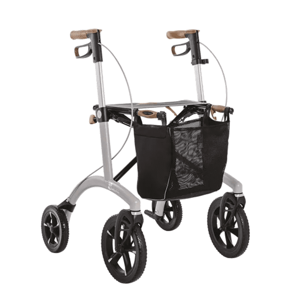 Saljol Letvægtsrollator i Aluminium - Perlemorsgrå - Sædehøjde 54 cm.